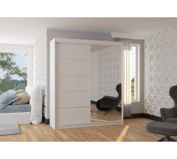 Posuvná skříň se zrcadlem CARO 180 Bílá+Bílá