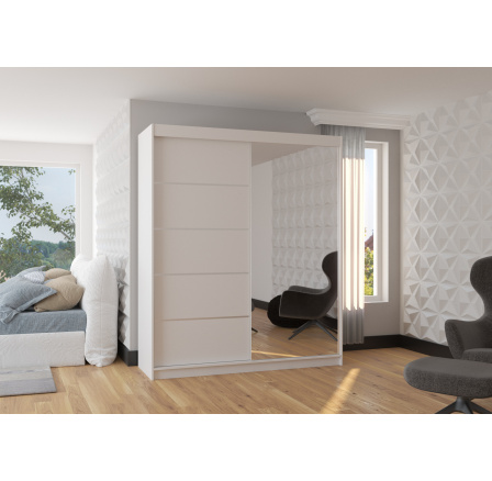 Posuvná skříň se zrcadlem CARO 180 Bílá+Bílá