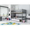 Łóżko młodzieżowe, piętrowe Bingo, z grafitową ramą, z materacami 80 x 190