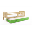 Dětská postel KUBUS s přistýlkou 80x190 cm, bez matrace, Přírodní/Zelená