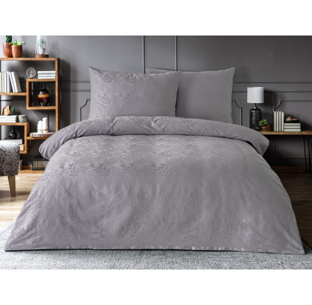 Luxusní žakárové povlečení 240x220, 70x90cm listy světle šedé Luxusní žakárové povlečení 240x220, 70x90cm listy světle šedé
