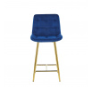 Barová židle H1-FX, modrá / zlatá