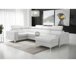 Rohová sedací souprava ORION MAX III s funkcí spaní 165x320x185 cm - bílá eko kůže, levá