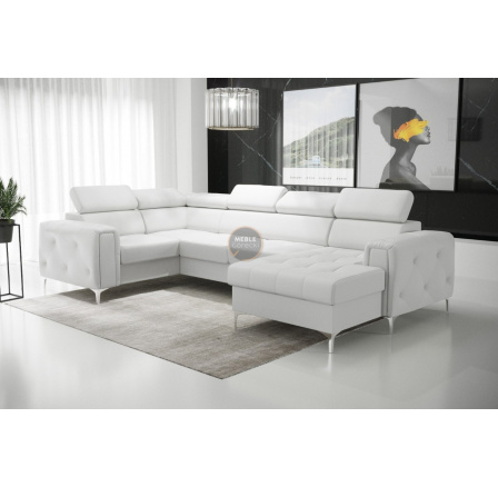 Rohová sedací souprava ORION MAX III s funkcí spaní 165x320x185 cm - bílá eko kůže, levá