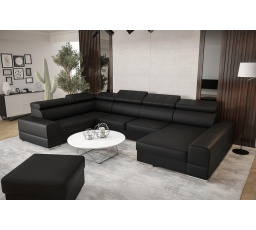 Rohová sedací souprava ROYAL MAX II průměr 230x375x185 - černá eko kůže , levá