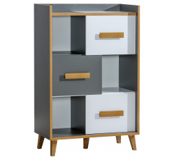 Komoda WERSO - W5, Bílá Briliant+Antracit+Rivera