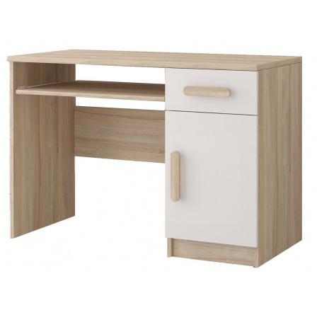 Psací stůl SMYK III - 08, Dub Sonoma/Bílá/Šedá