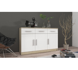 Komoda Parker 3D3S, dub sonoma/bílá