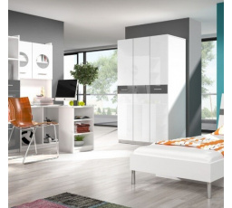 Šatní skříň PARADISE 3 Bílá Šedá