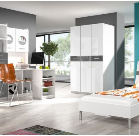 Šatní skříň PARADISE 3 Bílá Šedá Šatní skříň PARADISE 3 Bílá Šedá