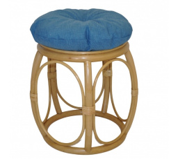 Ratanová taburetka široká medová polstr tyrkysový melír
