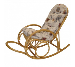 Ratanové houpací křeslo Jenaira medové polstr motiv srdce love