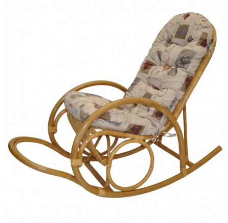 Ratanové houpací křeslo Jenaira medové polstr motiv srdce love