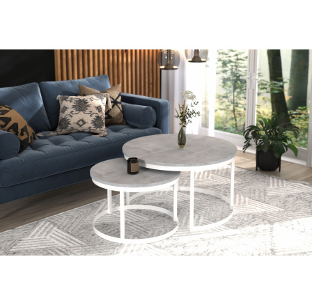 Konferenční stolek 2v1 OKIN Bílý+Beton