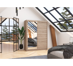 Posuvná skříň se zrcadlem BIANCO 150 Truffle+Truffle