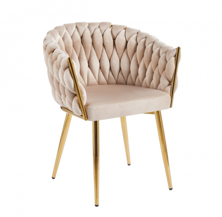 Sametová židle béžová - zlatý rám K7-FX G