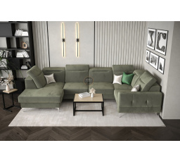 Rohová sedací souprava MALIBU MAX II 180x350x182 cm - olivová, pravá strana