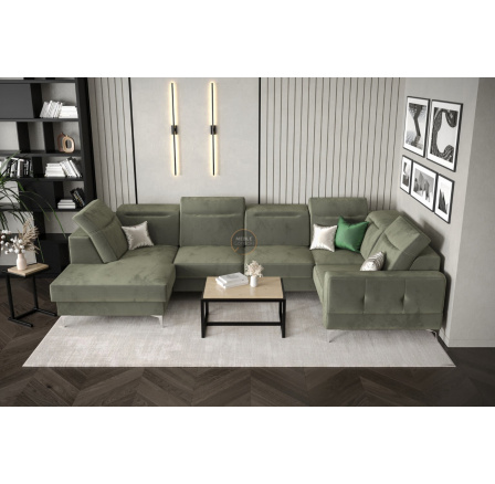 Rohová sedací souprava MALIBU MAX II 180x350x182 cm - olivová, pravá strana