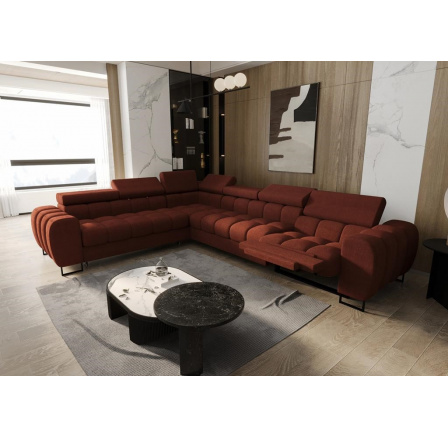 Rohová sedací souprava ASPEN MAX , relax průměr 30x260 cm - cihlová , levá