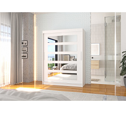 Posuvná skříň se zrcadlem MURANI 150 Bílá+Bílá