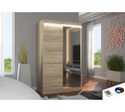 Posuvná skříň se zrcadlem a LED osvětlením NICEA 120 Sonoma+Sonoma