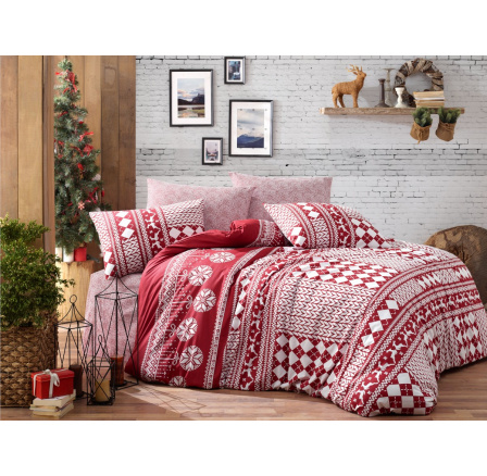 Vánoční bavlněný povlak na polštář Christmas red 70x90