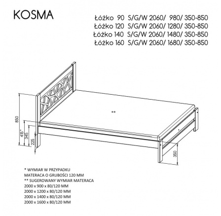 Postel "KOSMA" - Barva korpusu: přírodní borovice