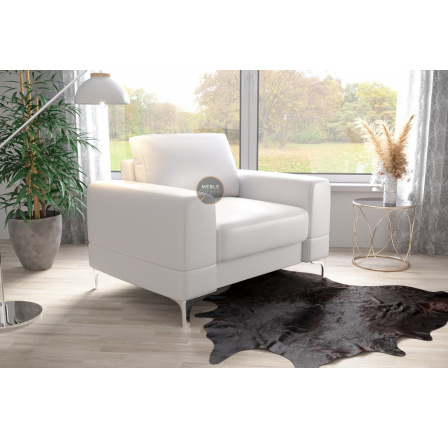 Křeslo v kůži ARIA 112 cm přírodní kůže - bílá kůže