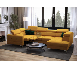 Rohová sedací souprava TOSCANIA MAX I , relax s funkcí spaní 170x350x185 cm - žlutá , levá
