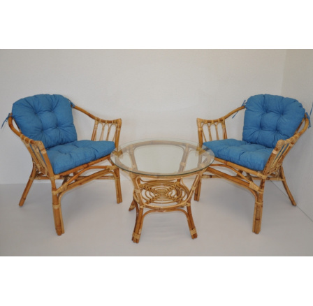 Ratanová sedací souprava Subaliu - polstry tyrkysový melír Ratanová sedací souprava Subaliu - polstry tyrkysový melír