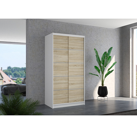 Posuvná skříň RIVA 100 Bílá+Sonoma