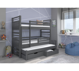 Třílůžková patrová postel HIPPO 200x90 Šedá
