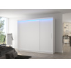Posuvná skříň s LED osvětlením ANTOS 250 Bílá+Bílá