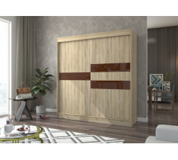 Posuvná skříň s lacobelem BATIA 200 Sonoma+Choco Lacobel