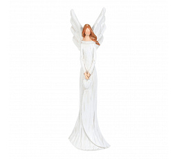 Anděl - figurka z polyresinu, imitace dřeva, vel. S, bílý