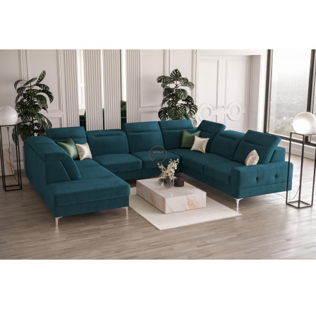 Rohová sedací souprava MALIBU MAX I 260x350x220 cm - modrá, Pravá strana