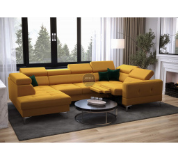 Rohová sedací souprava TOSCANIA MAX I , relax s funkcí spaní 170x350x185 cm - žlutá , pravá
