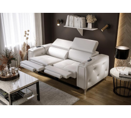 Sofa ORION II , relax 190 cm přírodní kůže - bílá kůže