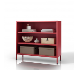Nízký kovový regál červený Moderní LUCA, 1000 x 900 x 350 mm