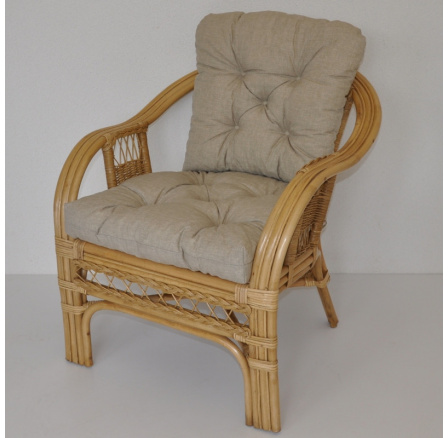 Ratanové křeslo Rio De Janeiro medové - polstr tmavě béžový melír Ratanové křeslo Rio De Janeiro medové - polstr tmavě béžový melír