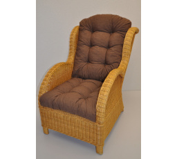 Ratanové křeslo Ear medové polstr hnědý melír