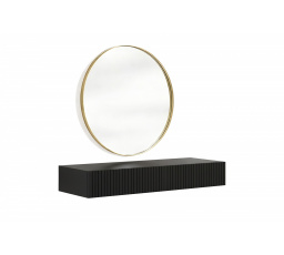 NICOLE TOALETKA 100 2SZ - černý mat / závěsná + NICOLE ZRCADLO 80 - zlatý