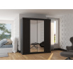Šatní skříň s posuvnými dveřmi a zrcadlem BALANCE 180 Černá+Černá
