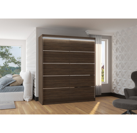 Posuvná skříň s LED osvětlením SPECTRA 180 Choco+Choco