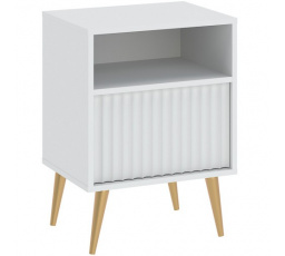 Noční stolek BARCELONA 1S, Bílá/Zlatá