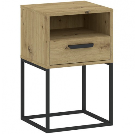 Noční stolek  CADRO 1S 40 NR5, Dub Artisan/Černá
