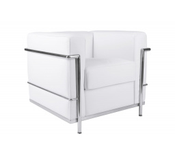 Křeslo Kubik bílá kůže TP