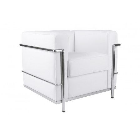 Křeslo Kubik bílá kůže TP