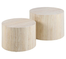 Sada 2 stolků Dice kulaté travertin