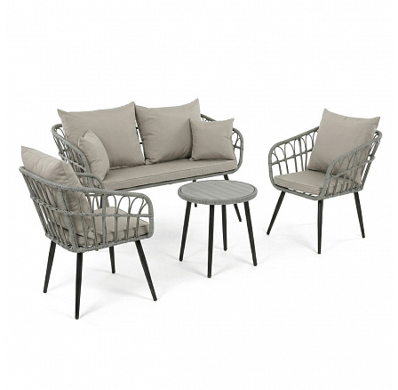 Zahradní sestava, polyratan, šedá, AZ-F1508 GREY